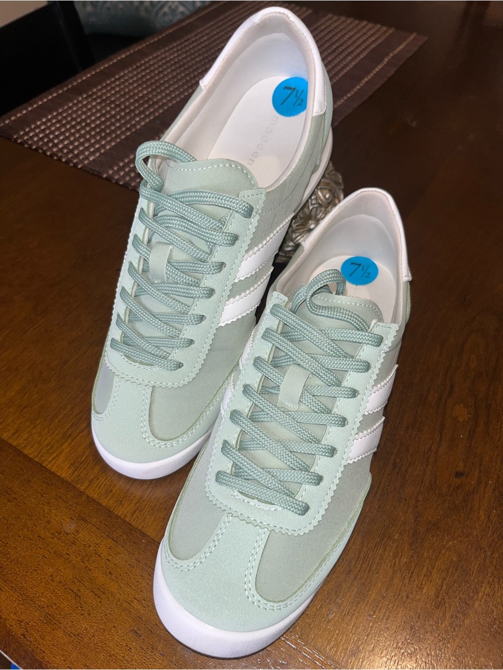 Mint Green (Steve Madden) Sneakers with White Stripes